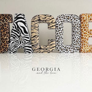 Fabric letters, animal print letters, safari theme decor, padded letters, nursery wall letters, name designs