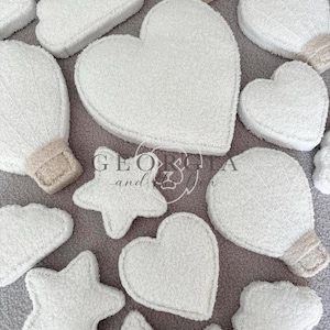 Bouclé fabric moon cloud and star shapes