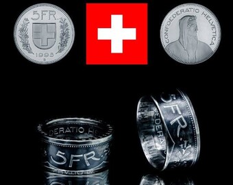 Ring 5 Schweizer Franken - Münzring Hochglanzpoliert oder im Vintage Antik Look -