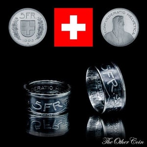 Ring 5 Swiss Franc - Coin ring highly polished or vintage antique look -