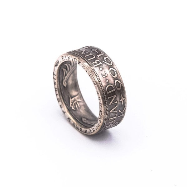 Ring aus 5 DM | Prägejahr auf Außenseite | Mögliches Prägejahr - 1951 – 1974 | -  Vintage Antik Look -