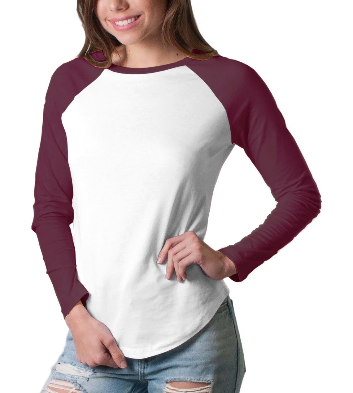 Women's Blank Plain Baseball Tee Long Sleeves Etsy