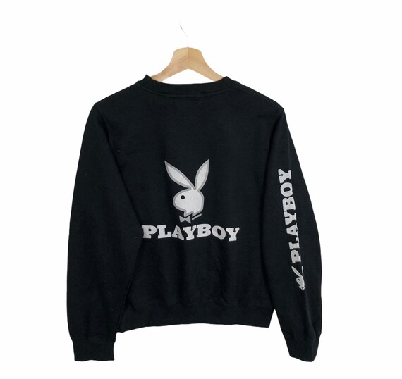 Rare!! PLAYBOY BIG BUNNY Black Crewneck Sweatshirt