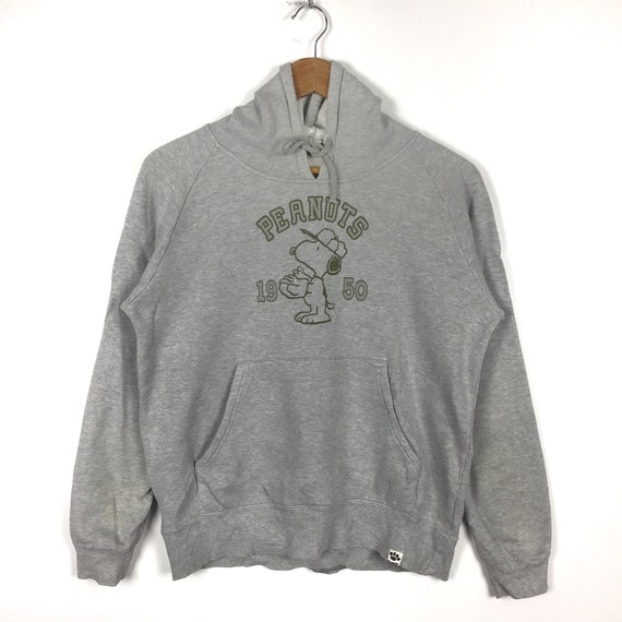 SNOOPY PEANUTS CARTOON Gray Pullover Hoodie Print