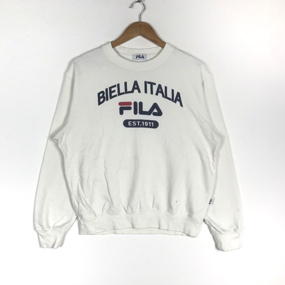 RareFILA BIELA ITALIA Printed Spell Out Big Logo White Crew | Etsy