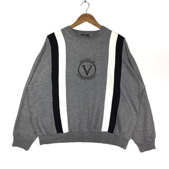 Rare!!ALFREDO VERSACE Embroidery Big Logo Spell Ou