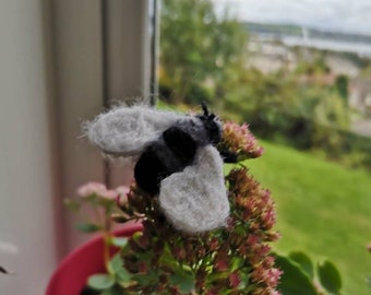 Ashy Miner Bumble Bee Needle Felted Pin