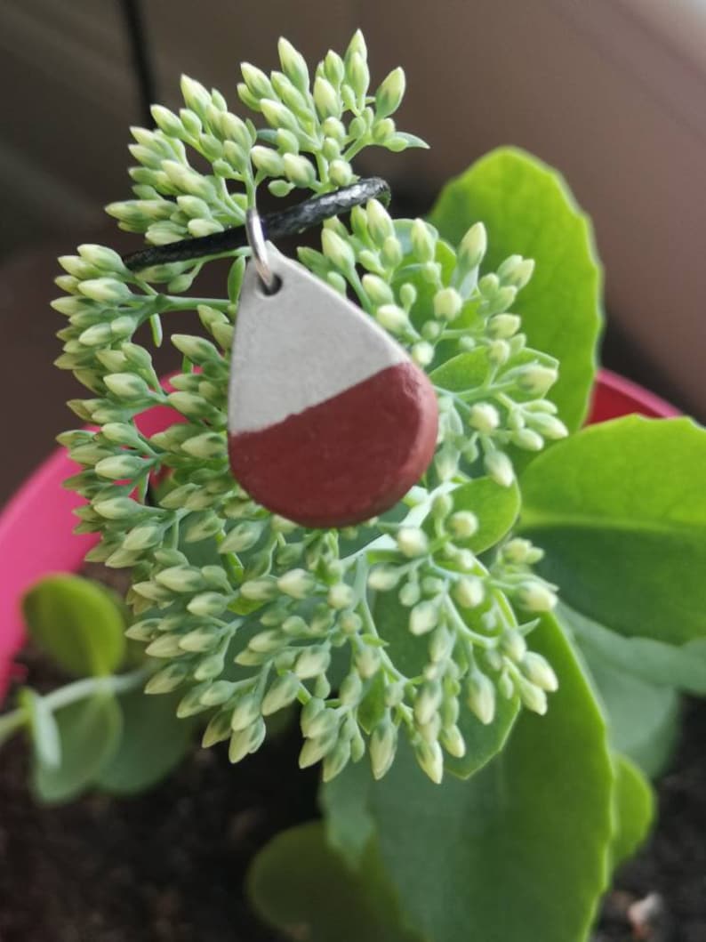 Dark Red Painted Concrete Necklace