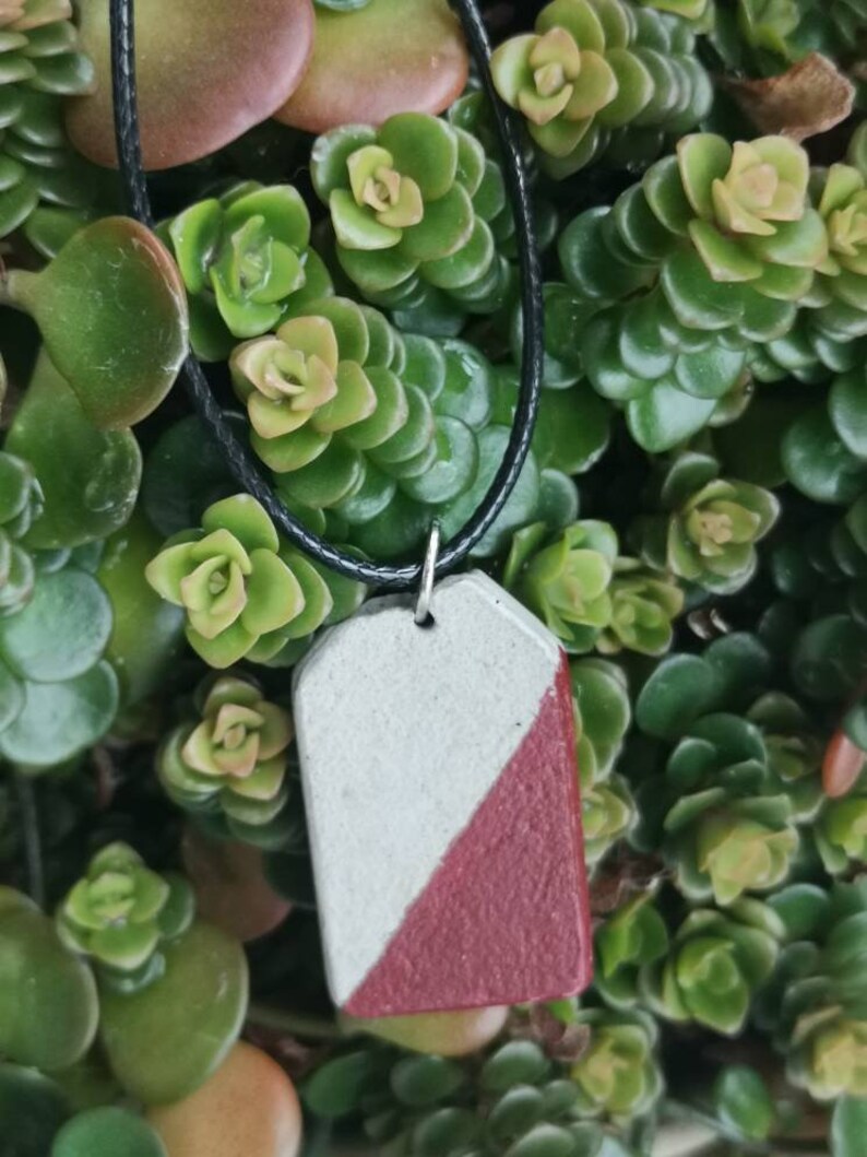 Dark Red Painted Concrete Necklace