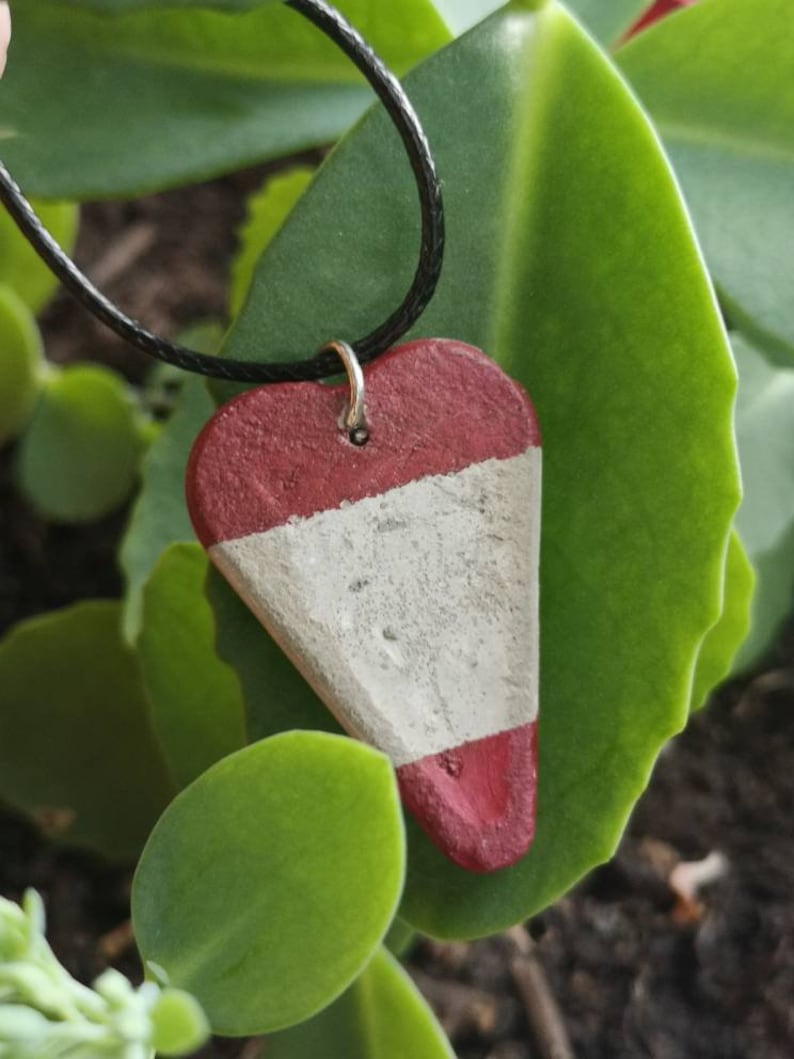 Dark Red Painted Concrete Necklace