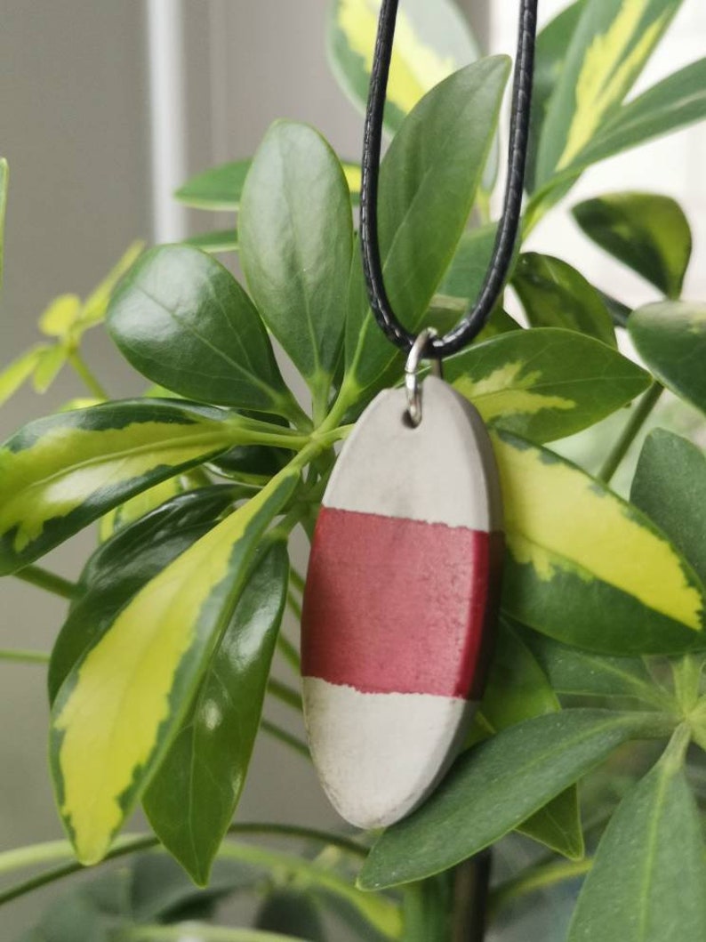 Dark Red Painted Concrete Necklace