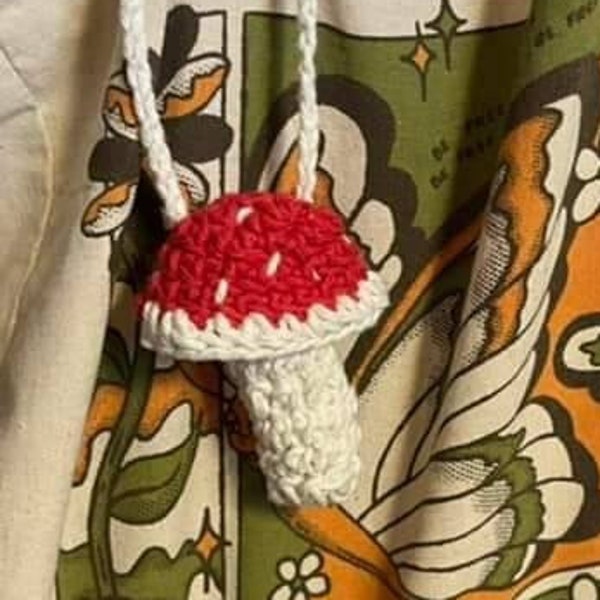 Who Are You? Mushroom chapstick holder handmade crochet makeup purse