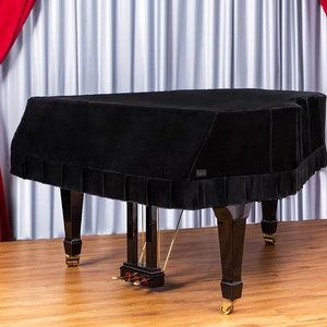 Clairevoire Grandeur: Classic Premium Velvet Grand Piano Cover | Luxury Velvet | Foldovers | Midnight Black, Classic Wine, Cream White