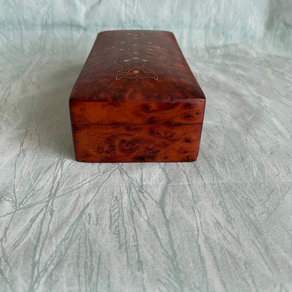 1980s Thuya Wood Jewelry Trinket Decorative Box 7… - image 4