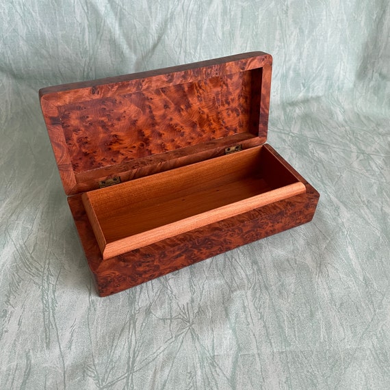 1980s Thuya Wood Jewelry Trinket Decorative Box 7… - image 8