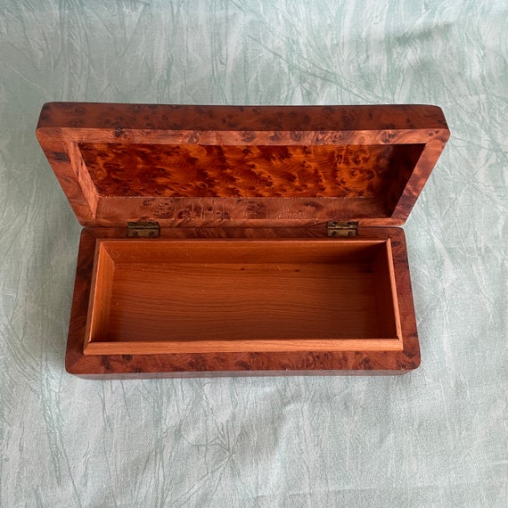 1980s Thuya Wood Jewelry Trinket Decorative Box 7… - image 9