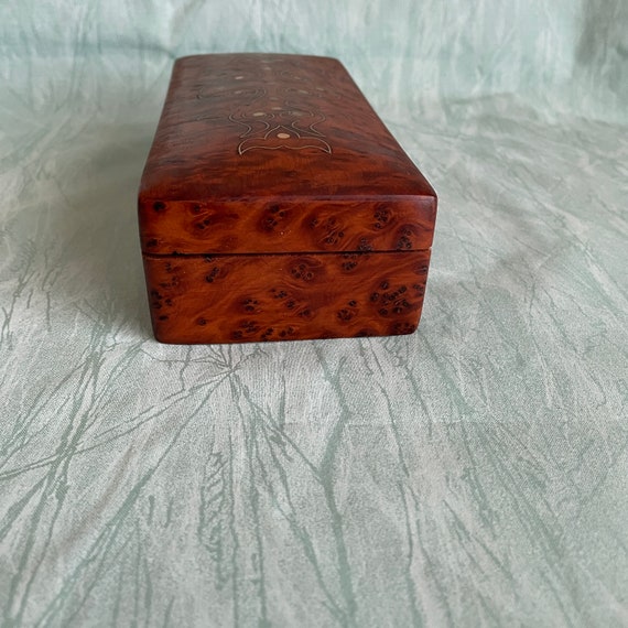 1980s Thuya Wood Jewelry Trinket Decorative Box 7… - image 5