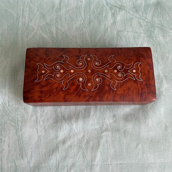 1980s Thuya Wood Jewelry Trinket Decorative Box 7… - image 2