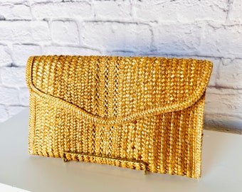 Vintage straw clutch handbag