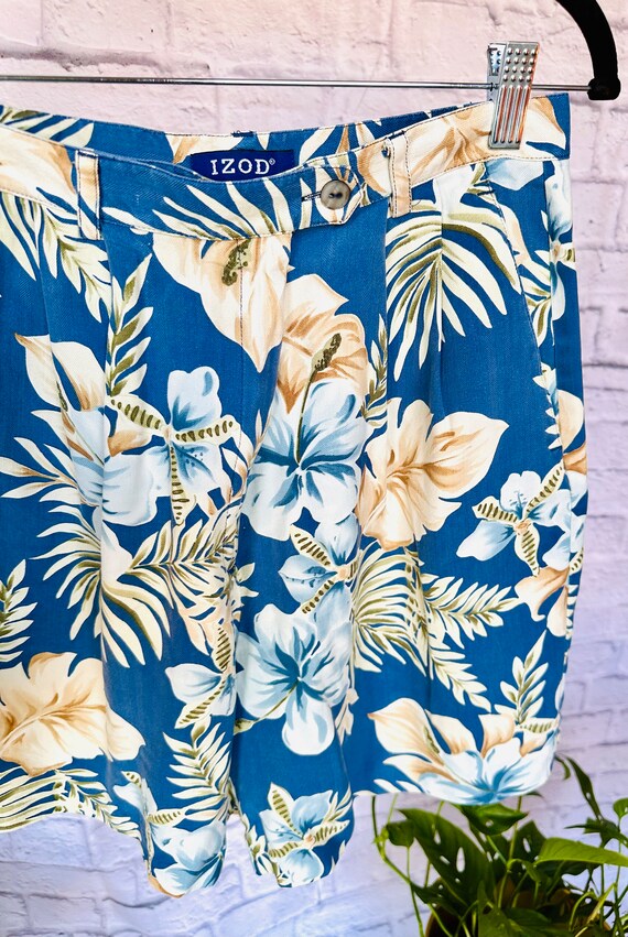 Vintage silk tropical shorts - Izod - image 3