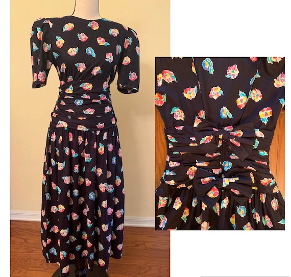 Vintage floral party dress - 1980's - Patty O’Neil