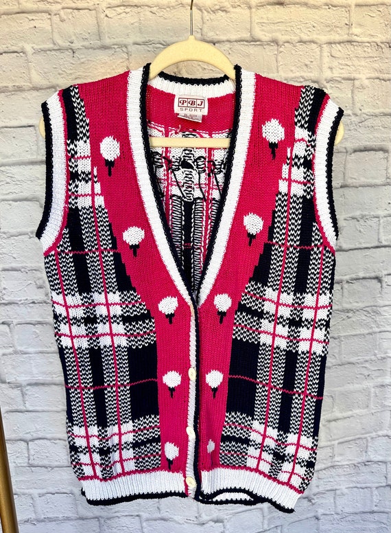 Cap Sleeve Plaid Knit Vest