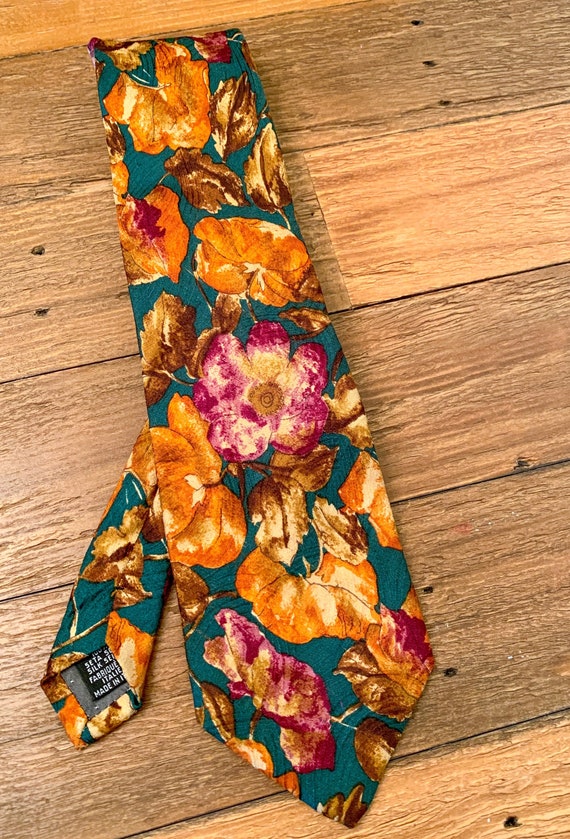 Vintage silk floral necktie - 80’s - Ungaro