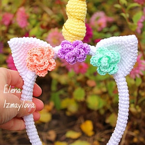 Crochet unicorn pattern Crochet unicorn headband pattern Crochet easter headband pattern Crochet Unicorn Costume image 1