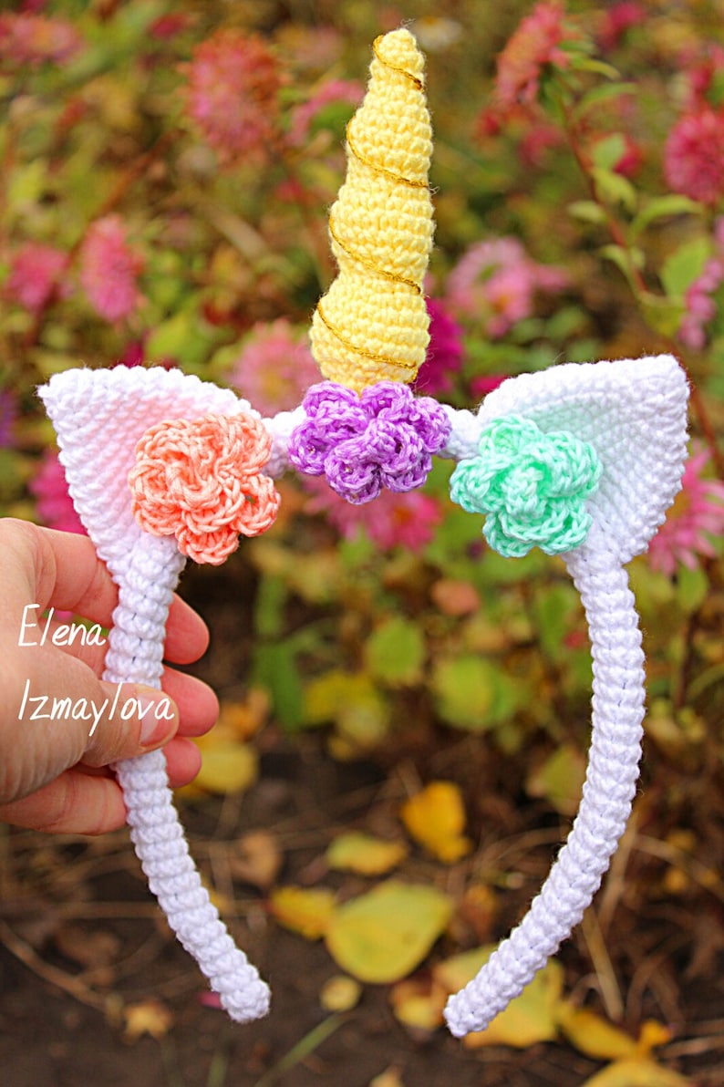 Crochet unicorn pattern Crochet unicorn headband pattern Crochet easter headband pattern Crochet Unicorn Costume image 1