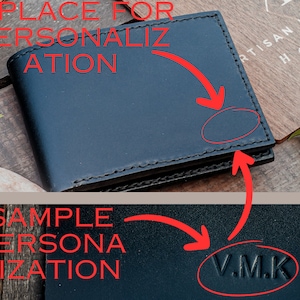 Cartera de cuero, accesorio para hombres. Caja de regalo. Iniciales personalizadas en la cartera. Hecha a mano. Pedido individual. Fabricada en Ucrania.