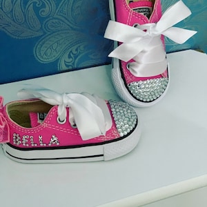 Pink personalised crystal converse