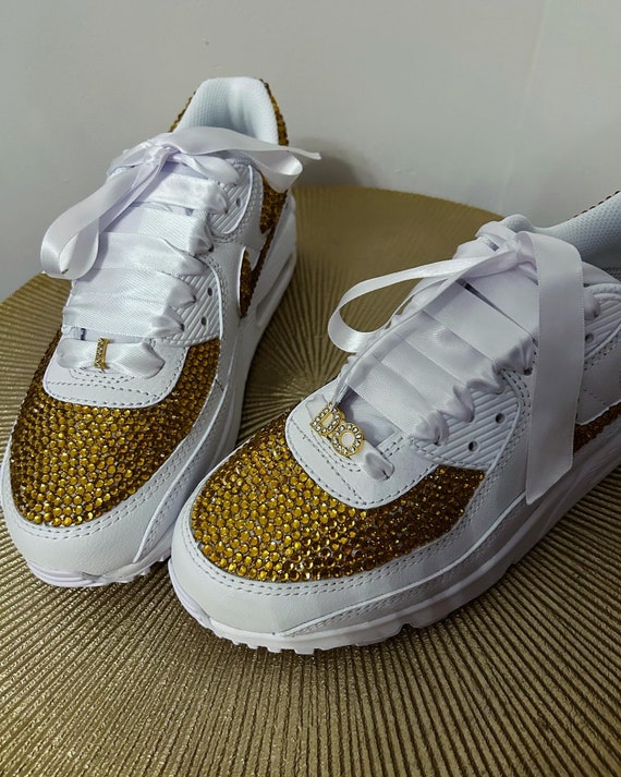 nike air max 90 trainers white metallic gold clear garage