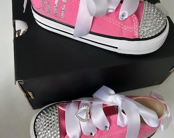 Pink personalised crystal converse