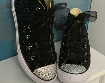 Black high top crystal converse