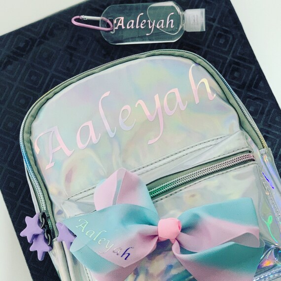 halographic mini backpack Small Pink Hologram pu material with gorgeous color and touching feeling. Holographic Glitter Color Block Mini