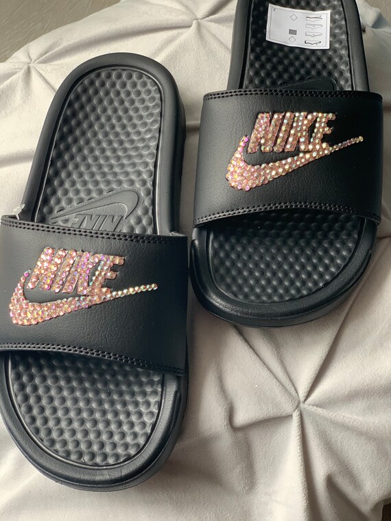 nike rose gold sliders