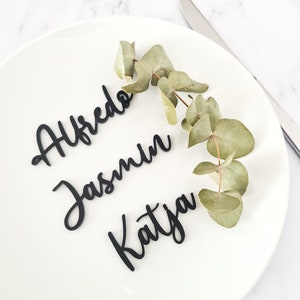 Wedding place cards - Acrylic black Custom names for table party decoration - Unique wedding decor -  Seating tags reception