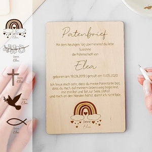 Lettera di battesimo per padrini in legno - Regalo personalizzato del bambino battezzando per il padrino - Regalo della madrina da chiedere al padrino