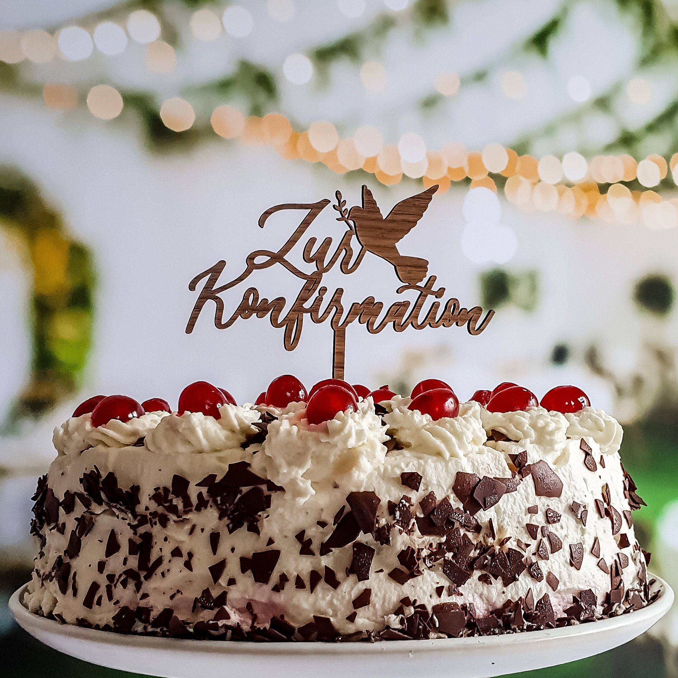 Decorazione per torta di cresima con colomba e croce glitterata - Italia