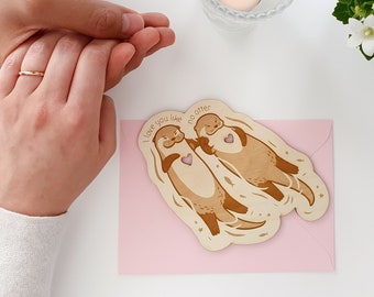 Wooden card anniversary gift - Personalized greeting card for valentin's day or wedding anniversary  - Gift idea couple boyfriend girlfriend