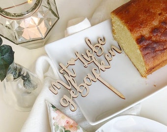Cake Topper: Baked with love - décoration de gâteau pour la Saint-Valentin et l'anniversaire