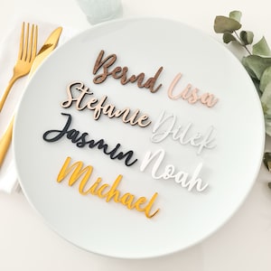 Platzkarten Hochzeit Holz: Tischkarten zur Hochzeit personalisiert mit Name – Tischdeko Namensschilder & Gastgeschenk