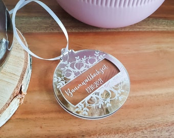 Geschenk Hochzeitstag Baumwollhochzeit - Personalisierter Weihnachtsanhänger mit Datum