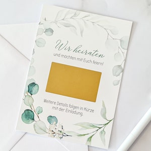 Save the Date Cards Wedding Eucalyptus - gratta e vinci da scrivere addosso con adesivi gratta e vinci e busta