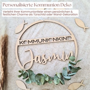 Personalisierter Türkranz Kommunion – Kommunion Deko Hauseingang Kommunionkind Name Türdeko Türschild Kranz - Suzu Papers