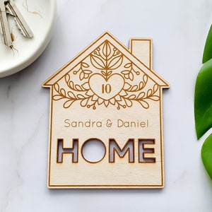 Gepersonaliseerde verhuiskaart van hout - originele felicitaties met uw intrek in uw nieuwe huis - verhuiscadeau - verhuiskaart