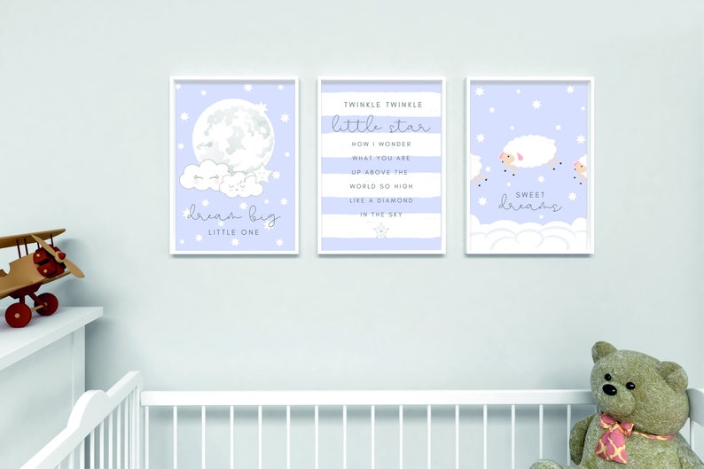 Printable Nursery Wall Art Baby Boy Room Decor Prints Set | Etsy