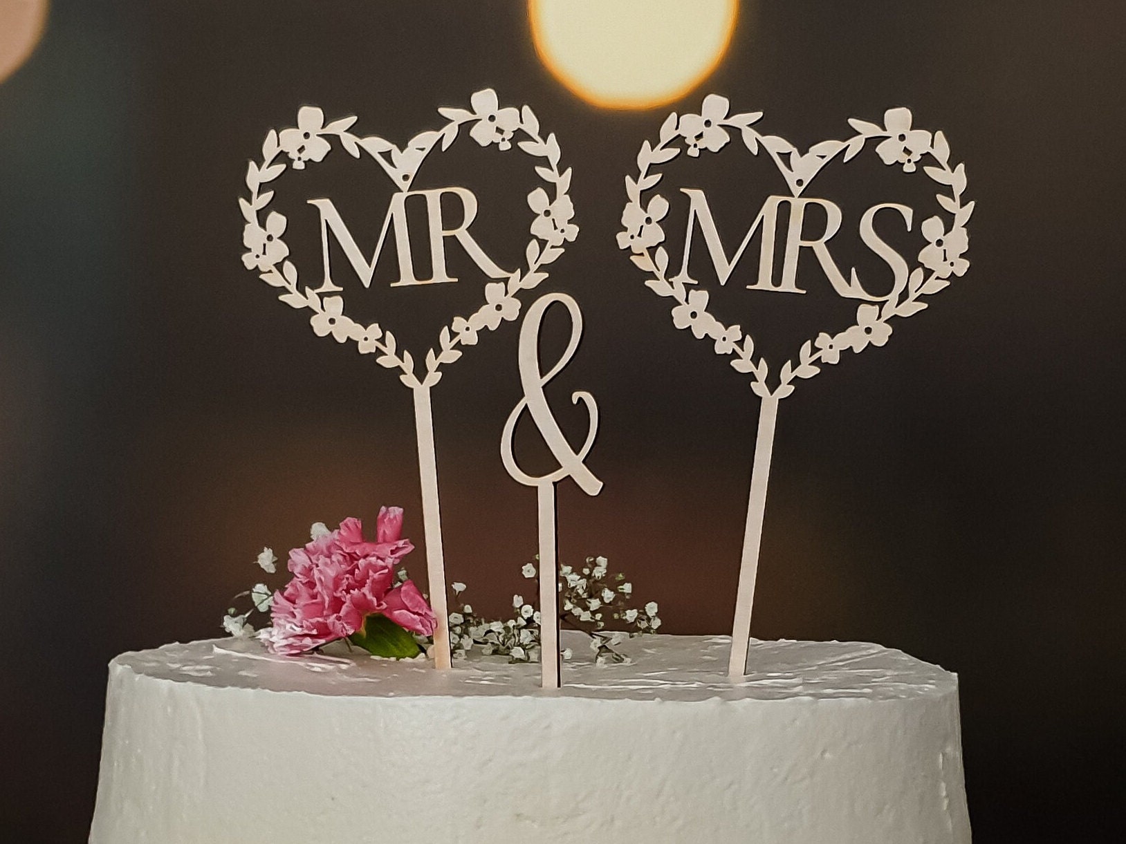 Cake Topper personalizado para tarta de boda corazones - Mumdragora