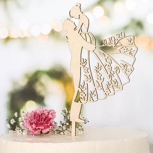 Cake Topper for Wedding and Engagement: BRIDAL COUPLE Wooden Topper, Gift Idea, Wedding Cake Decoration