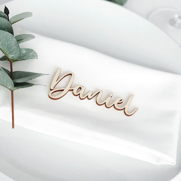 Wooden wedding place cards - Custom names for table party decoration - Unique wedding, birthday, christening decor -  Seating tags reception
